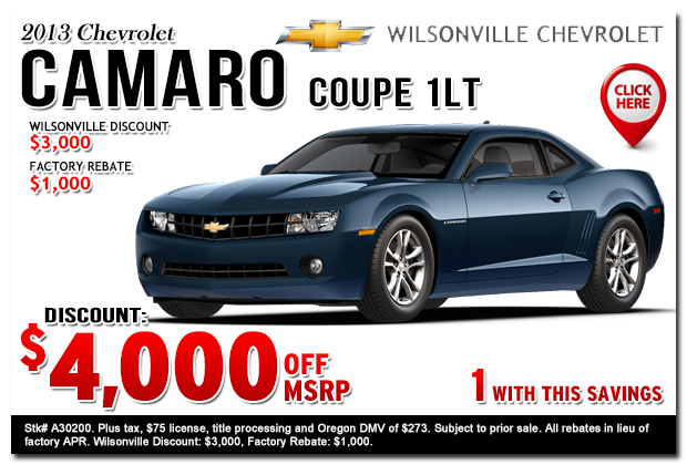 Portland 2013 Chevrolet Camaro 1LT Sales Special Salem Oregon