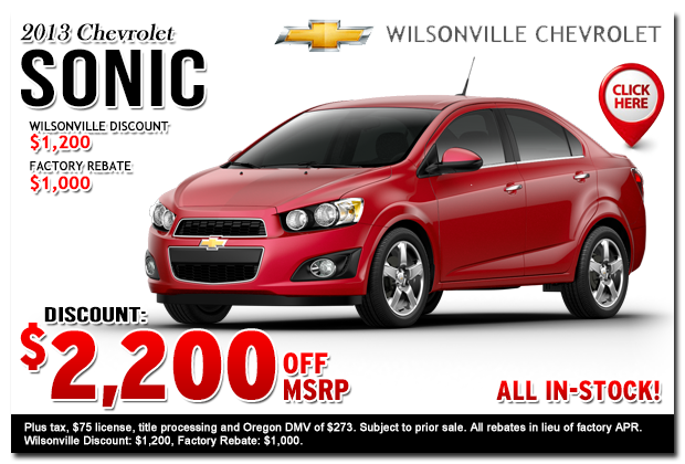 Portland 2013 Chevrolet Sonic Sales Special Salem, Oregon