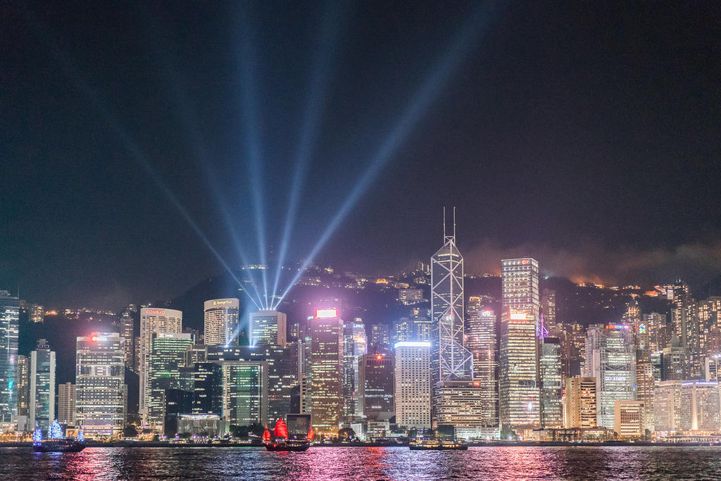 light show, Victoria Harbour, Hong Kong