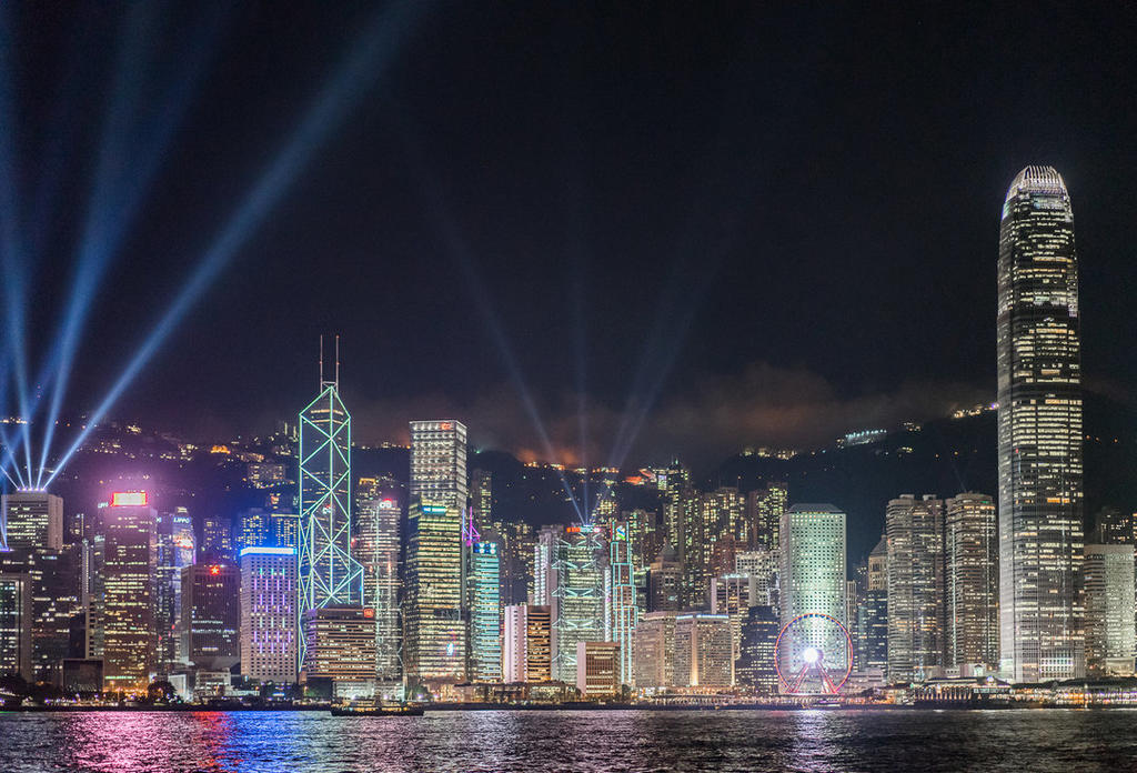 light show, Victoria Harbour, Hong Kong