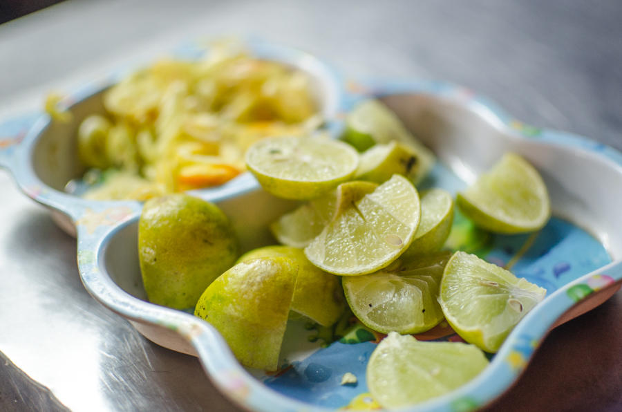 lemons for beef entrails pho soup, Ho Chi Minh, Vietnam