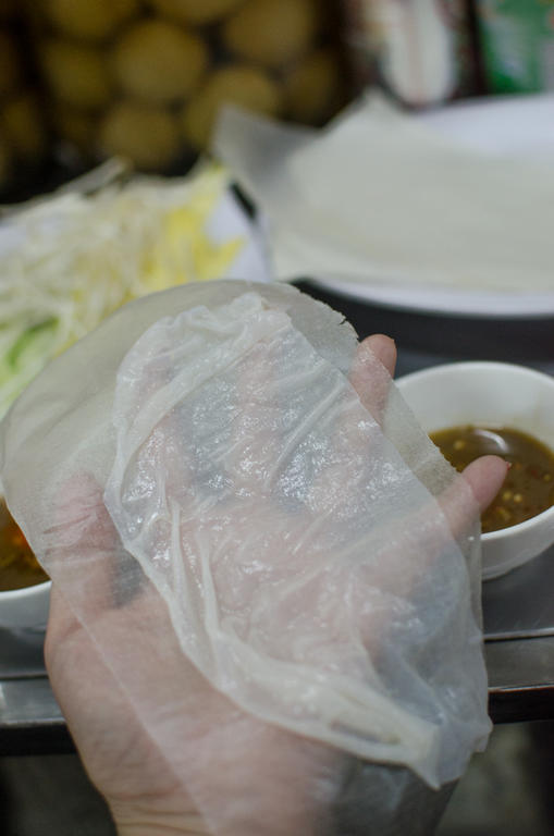 self serve Vietnamese spring rolls, Con Market, Da Nang, Vietnam