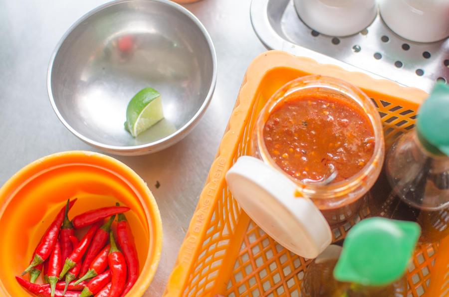 sauces for pho, Da Nang, Vietnam
