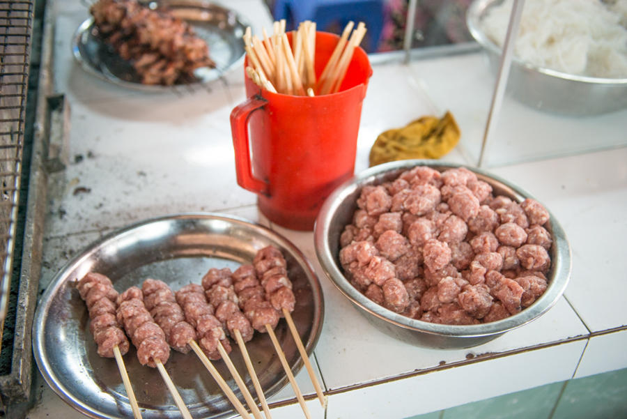 meat skewers, Cho Xom Chieu, Ho Chi Minh, Vietnam