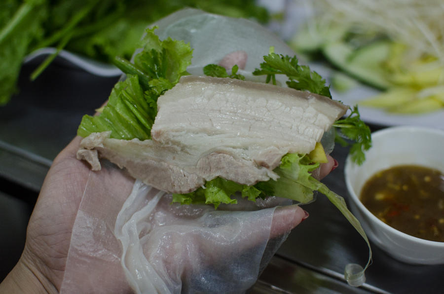 self serve Vietnamese spring rolls, Con Market, Da Nang, Vietnam
