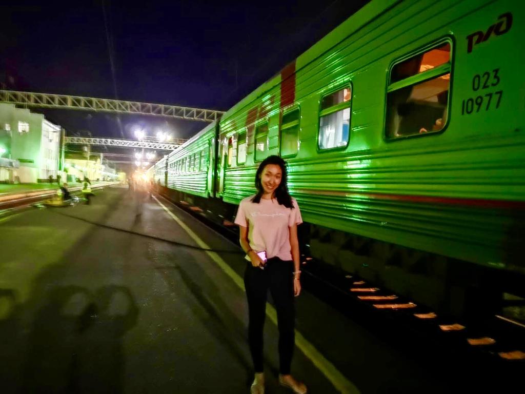 Got off the train for a quick stretch at a stop, it was chilly