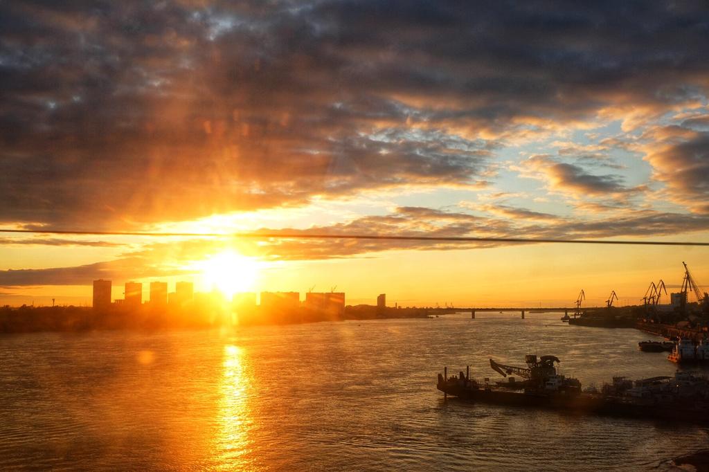 sunset, Beijing to Moscow by train