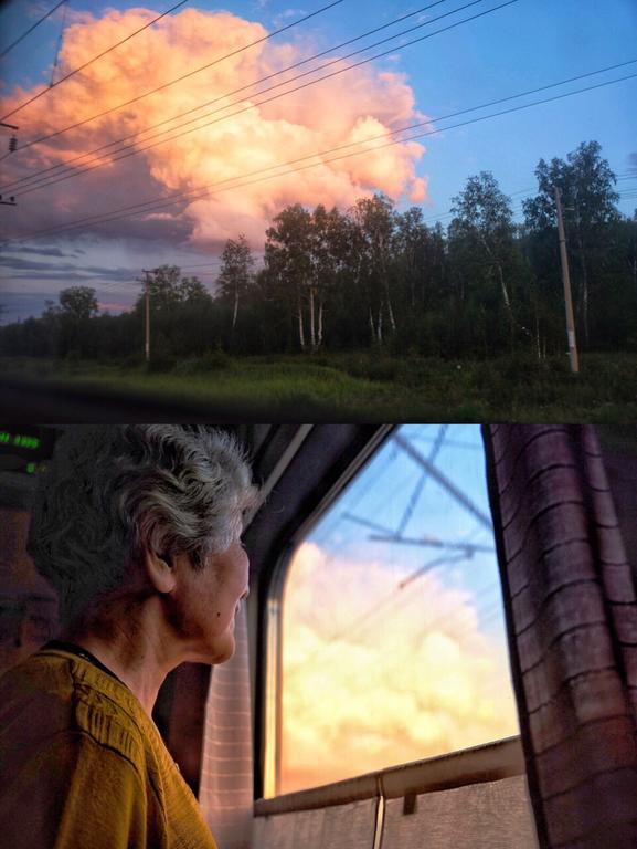 sunset, Beijing to Moscow train