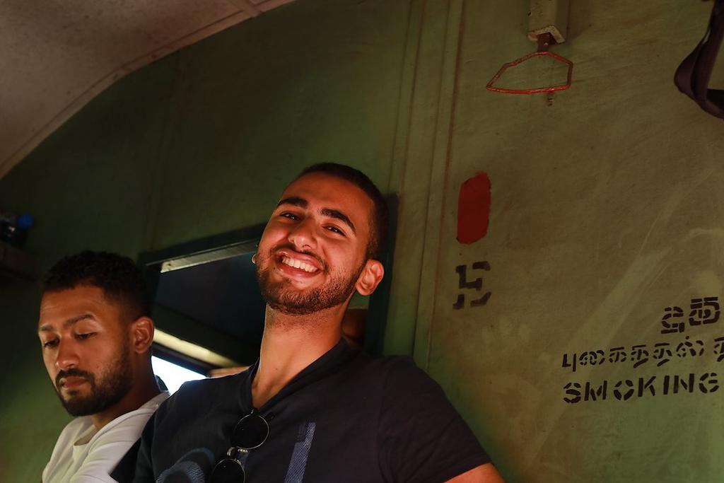 tourist aboard train in Sri Lanka