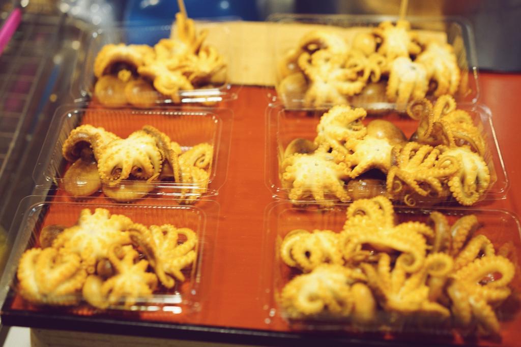 BBQ octopus at Train Night Market Ratchada, Bangkok