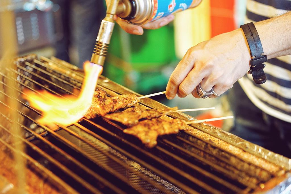 grilled meat at Train Night Market Ratchada, Bangkok