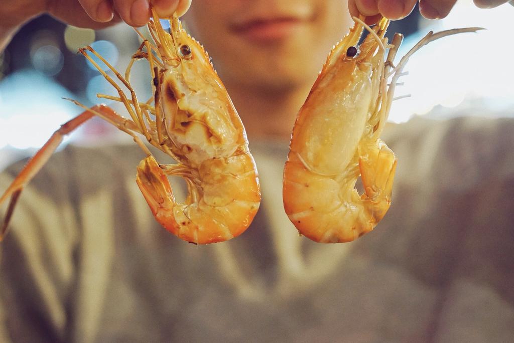 grilled prawns at Taikong Seafood, Bangkok