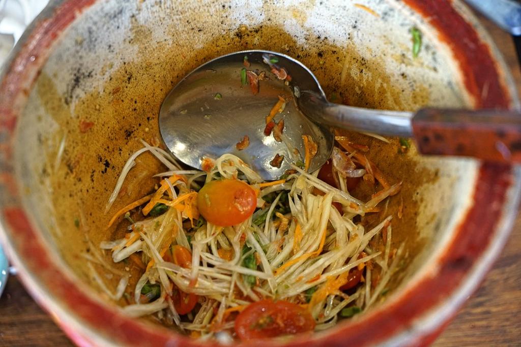 prepared papaya salad, Thai cooking class, Chiang Mai, Thailand