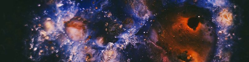 blue and orange galaxy illustration