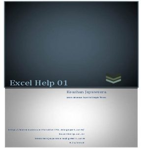 Download Excel Help 01 pdf, epub, ebook