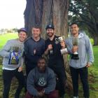 Past and present staff of Beyond Electrical. 2014 Conference League Champions (Te Atatu AFC) 