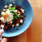 Digging into our special... Spanish baked beans, chorizo, feta and a sous vide egg.  