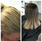 Before and after of a colour done at Clip Joint