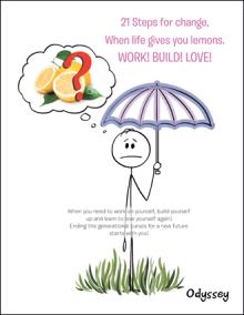 21 Steps for change, When life gives you lemons. WORK! BUILD! LOVE!