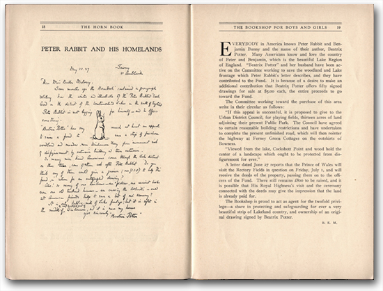 Beatrix Potter's 1927 letter in The Horn Book Magazine