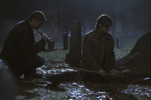 sam and dean winchester dig a hole