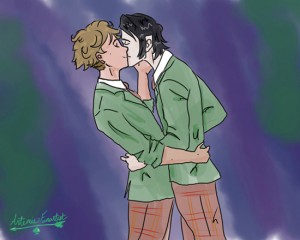 Spoiler alert: SImon and Baz Carry On fanart by Tumblr user ace-artemis-fanartist.