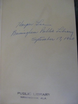 Harper Lee signature in Birmingham Public Library copy of To Kill a Mockingbird IMG_4155