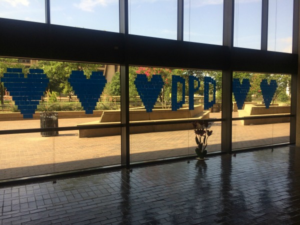 Post-it Mosaic in honor of Dallas Police Department at Dallas Public Library