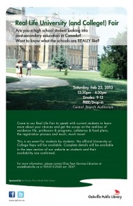 Real Life University and College Fair poster