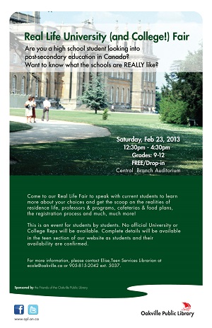 Get 'Em Ready! Oakville Public Library’s Fourth Annual Real Life University & College Fair