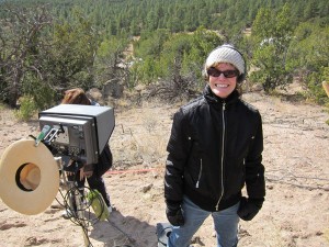 Judy Blume on the set of Tiger Eyes, the movie.