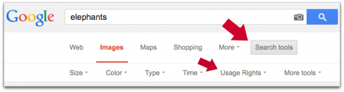 Google search by usage rights