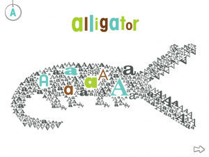 Screen from "Alphabeasties Activity App"