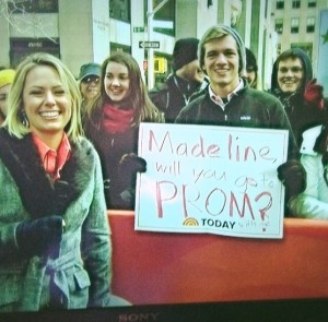 A TEDxTeen attendee asks his girlfriend to the prom on the TODAY show before heading to TEDxTeen. (Also pictured is TODAY show's Dylan Dreyer.) / Rocco Staino 