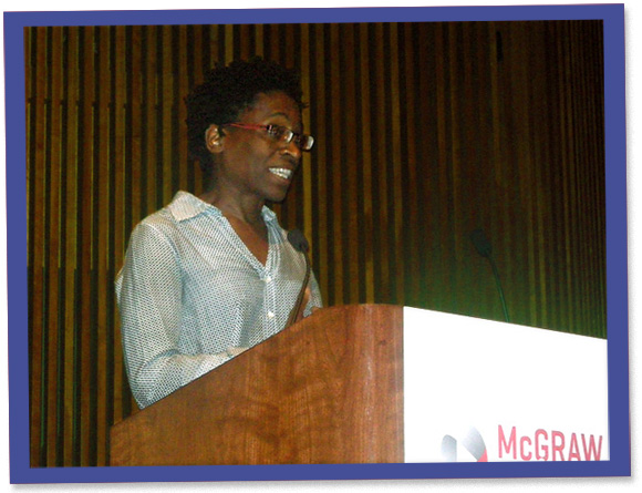 Keynote speaker Jacqueline Woodson spokeabout writing Brown Girl Dreaming.