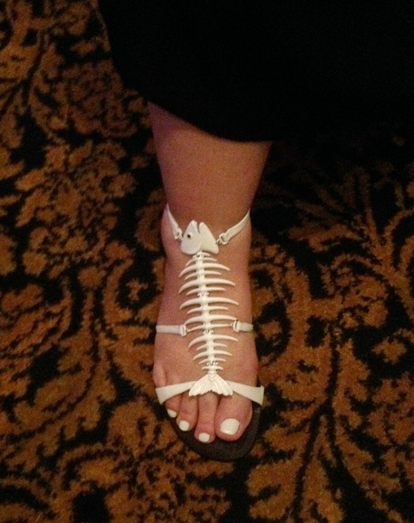Author Holly Black shows off her skeleton shoes. Photo by Rocco Staino.