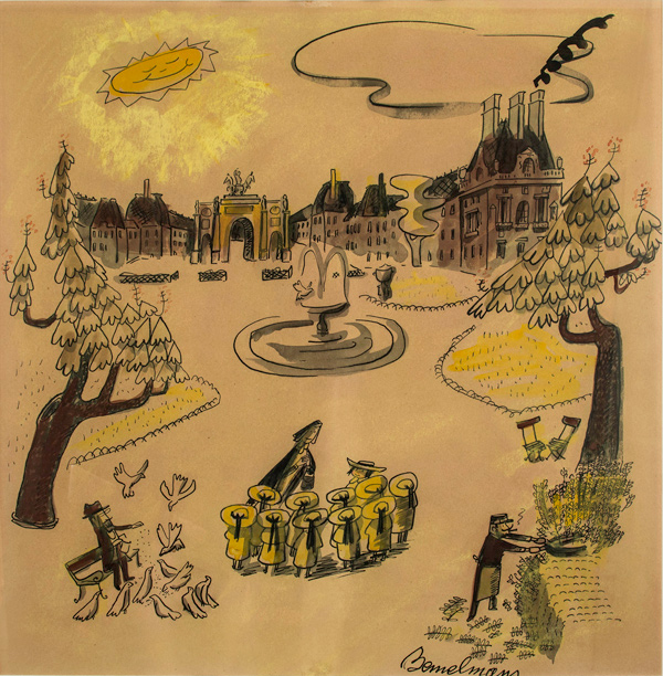 One Nice Morning Miss Clavel Said,” 1939. Crayon and watercolor. Collection of Mr. and Mrs. Charles M. Royce. © Ludwig Bemelmans, LLC. Credit: New-York Historical Society