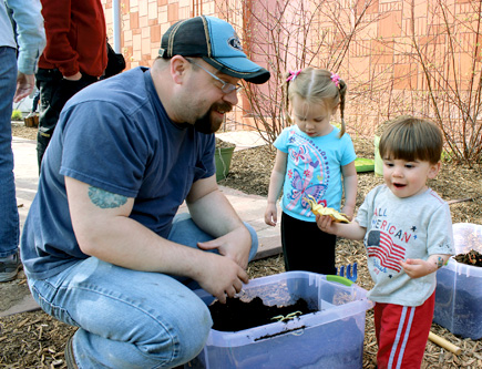 Young gardeners at the Nature Explorium, a 5,000-square-foot garden and learning space at the Middle County Public Library in Centereach, New York. Courtesy of Middle Country Public Library.