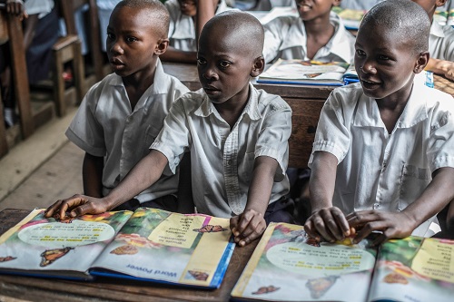 Some students who received books from the International Book Bank have improved two to three grade levels.