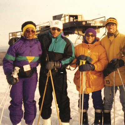 (left to right) Andrea Davis Pinkney's mother, father, Andrea, and her future-husband Brian. Photo courtesy of Andreas David Pinkney 