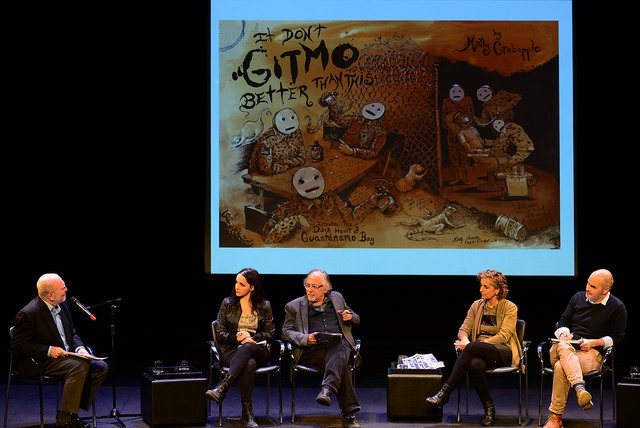 Molly Crabapple discusses her cartoon for the piece "It Don't Gitmo Better than This." Photo credit. Michelle Sweatt / PEN American Center