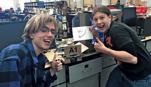 Students at Monitcello High School in Charlottesville, VA, built a “Frankenwii” from three broken Wiis soldered together to be functional. Photo courtesy of Monticello High School Library