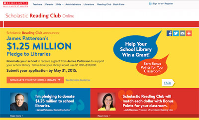James Patterson asks: What would your school library do with $1,000–$10,000?