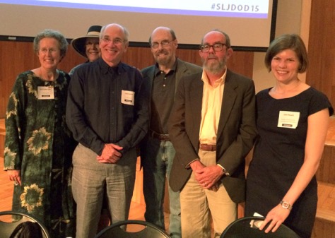 April Pulley Sayre, Anita Silvey, Louis Sachar, Wendell Minor, Paul Fleischman, and Julie Roach