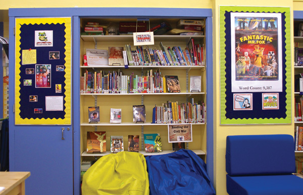 Vanessa Nutter’s bulletin boards involve students and help create a culture of reading at her school library. Courtesy of Democracy Prep Public Schools.