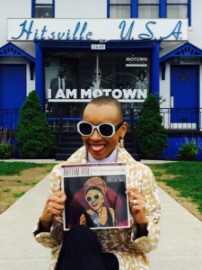 Andrea Davis Pinkney in front of the in Detroit, home of Motown