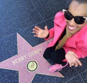 Andrea Davis Pinkney in front of Berry Gordon's star, Los Angeles, CA.