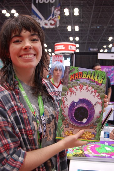 Editor, cartoonist, and illustrator Hazel Newlevant with Madballs from Lion Forge.