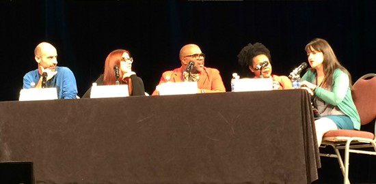 Members of the Welcome to Night Vale cast tackles advice for female artists: Cecil Baldwin, Meg Bashwiner, Kevin R. Free, Desiree Burch, and Mara Wilson.