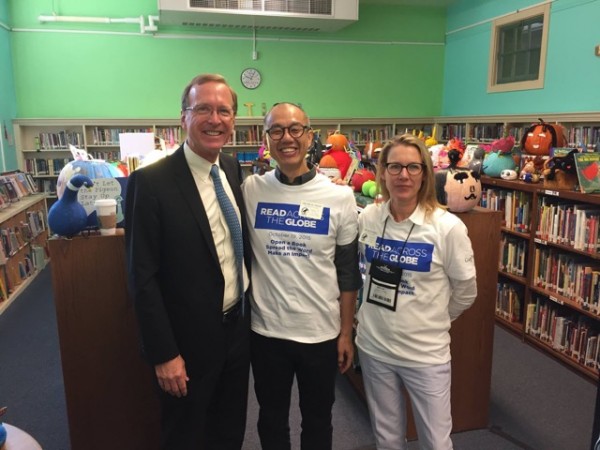 Neil Bush, Philip Lee and in Houston TX, at the REad Across the Globe event held at the